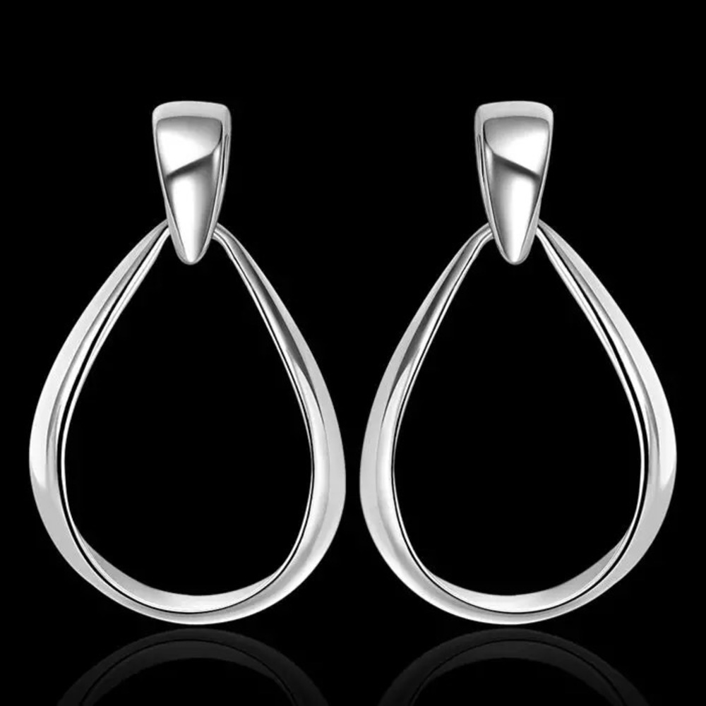 Sterling Silver Oval Hoop Earrings